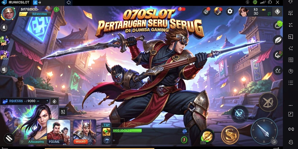 Screenshot gameplay 070SLOT dengan pertarungan seru dan karakter unik.