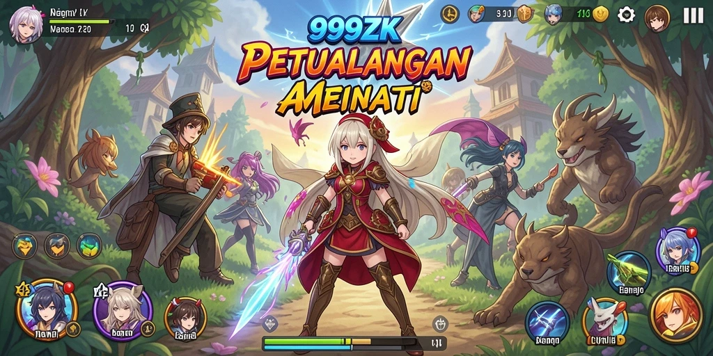 Screenshot gameplay <strong>999ZK</strong> menampilkan karakter anime beraksi melawan musuh.