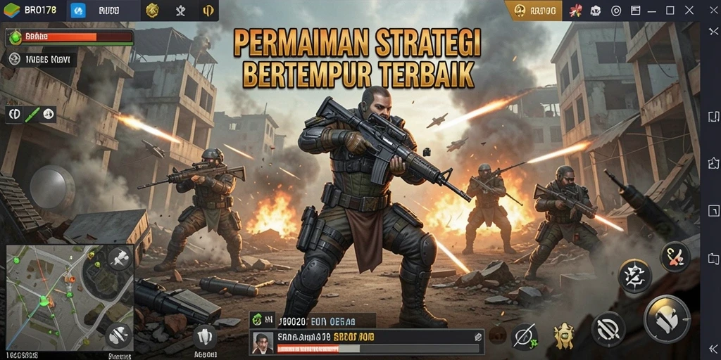 Screenshot utama BRO178 menampilkan aksi pertempuran strategi seru.