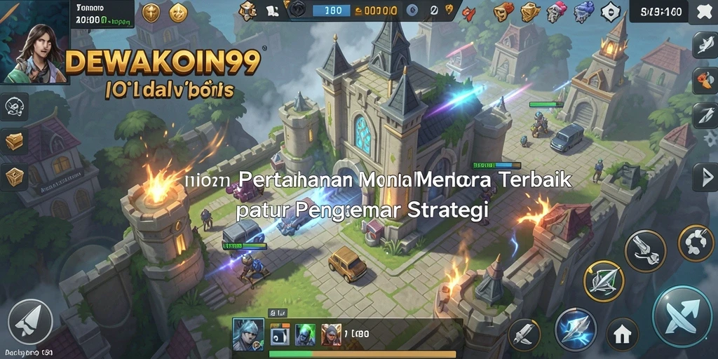 Tampilan gameplay seru di DEWAKOIN99, pertahanan menara yang strategis.