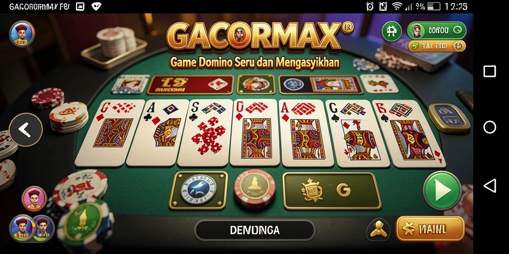 Screenshot gameplay GACORMAX menampilkan suasana seru bermain Domino.