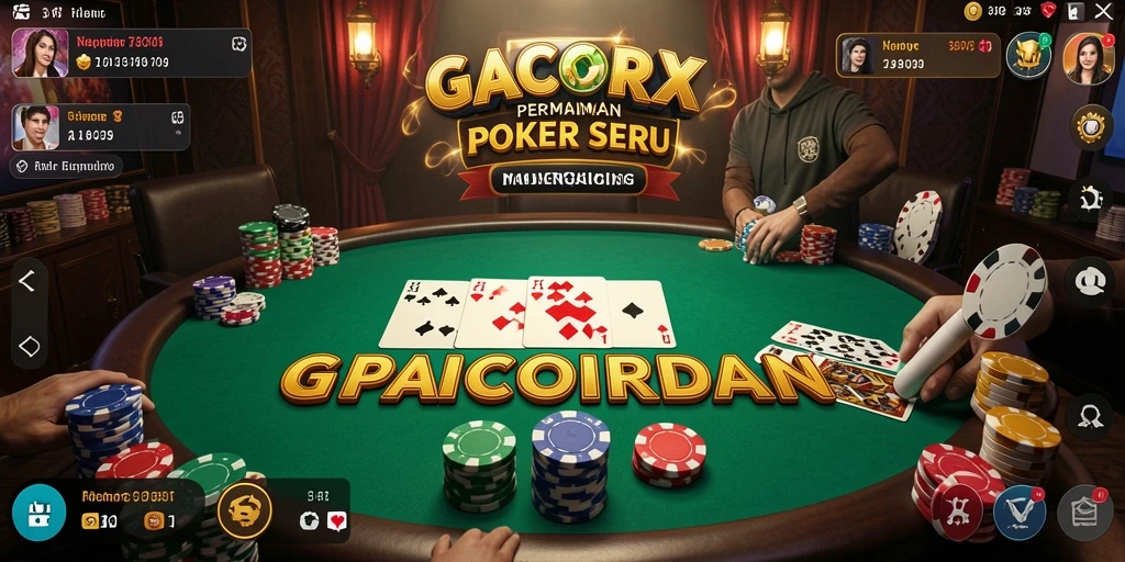 Screenshot utama GACORX menampilkan permainan Poker yang intens dan seru.