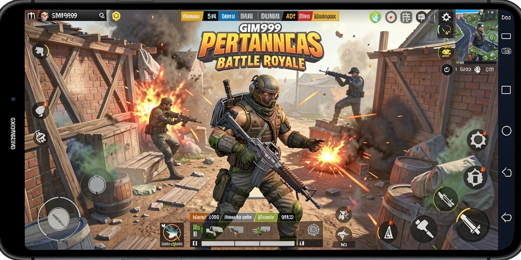 Tangkapan layar GIM999 menampilkan intensitas gameplay Battle Royale yang mendebarkan.
