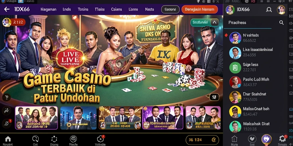 Tampilan gameplay Live Casino IDX66 dengan dealer profesional.
