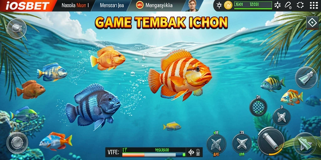 Screenshot gameplay IOSBET menampilkan aksi menembak ikan yang seru.