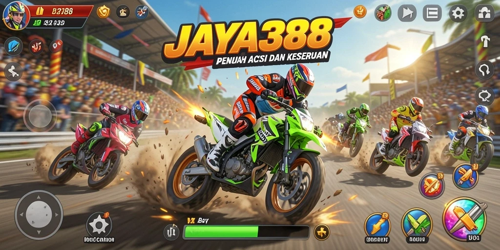 Gameplay seru balapan motor JAYA388 yang penuh aksi.