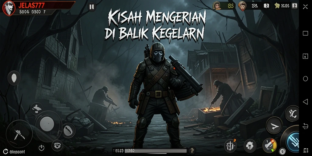 Tampilan menegangkan dari gameplay JELAS777 yang menghadirkan suasana Horror.