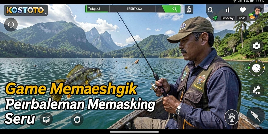 Tampilan gameplay KOSTOTO dengan pengalaman memancing yang seru.