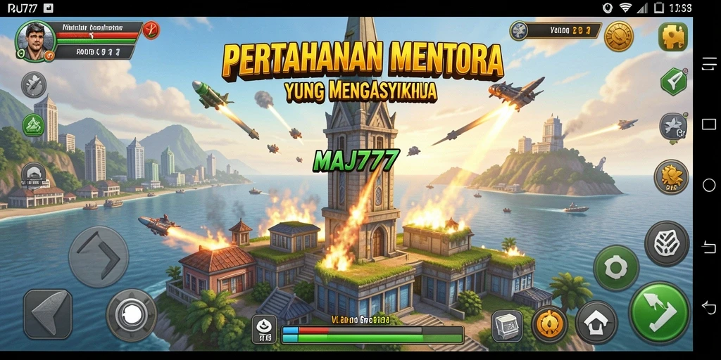 Gameplay seru dan menantang di MAJ777 Tower Defense.