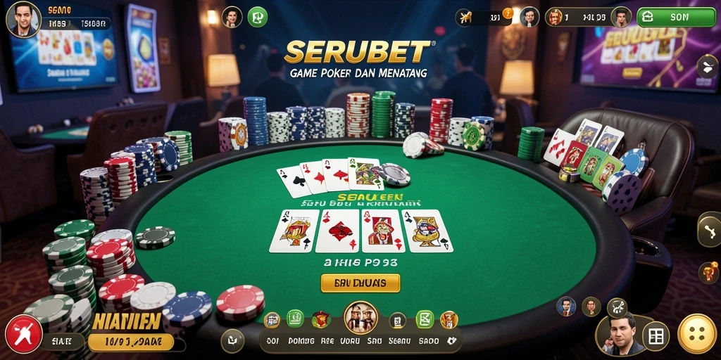 Gameplay SERUBET yang menarik dengan suasana poker yang mendebarkan.