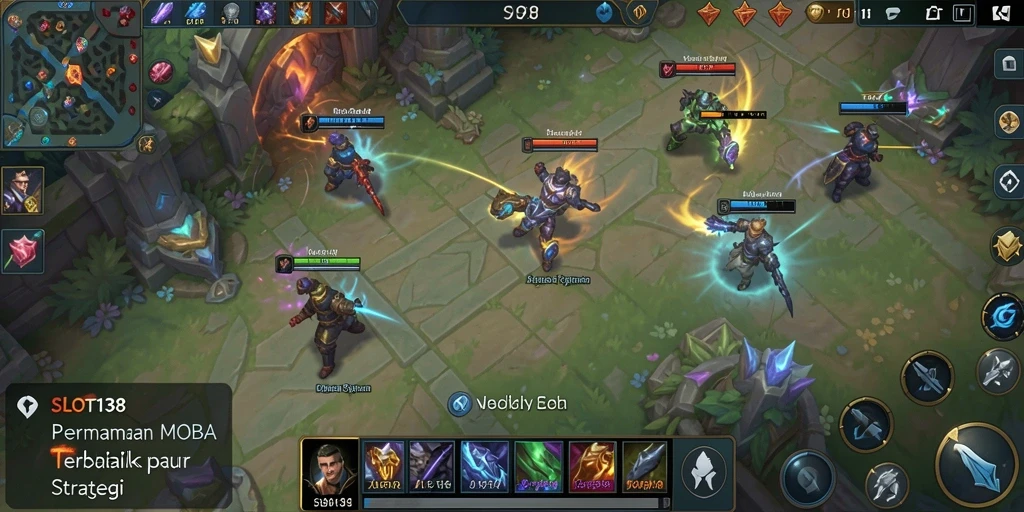 Screenshot menampilkan pertempuran epik dalam GAME SLOT138 MOBA.