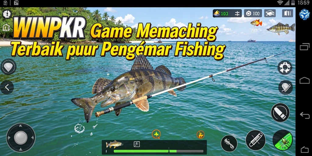Tampilan gameplay WINPKR menampilkan aksi memancing yang mendebarkan.
